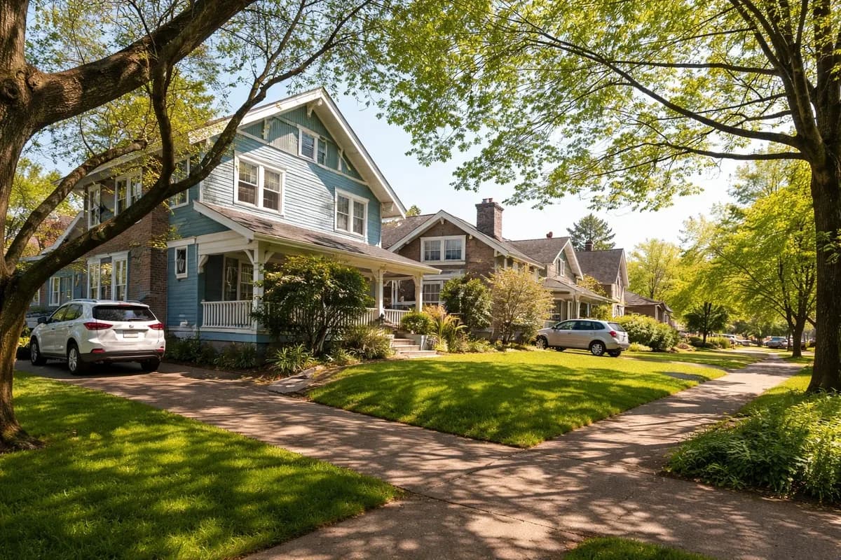 Tree lined residential street, the visual direction for the haus and haus concept rebuild